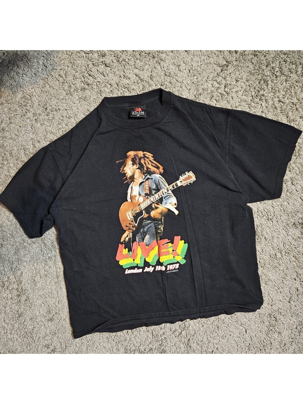 Zion Rootswear Bob Marley "LIVE!" London July 18 1975 Graphic T-Shirt